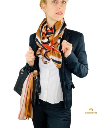 Schal mit Halsschleife aus Seide im Streifenprint